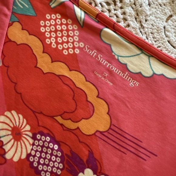 NWT Soft Surroundings Poise Dress Sun Kissed Coral Maxi Floral Plus Size 2X - Picture 13 of 15